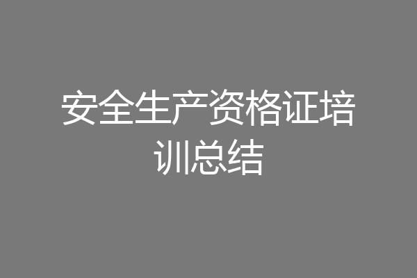 安全生产资格证培训总结