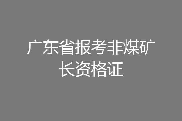 广东省报考非煤矿长资格证