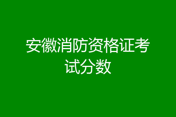 安徽消防资格证考试分数