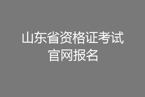 山东省资格证考试官网报名