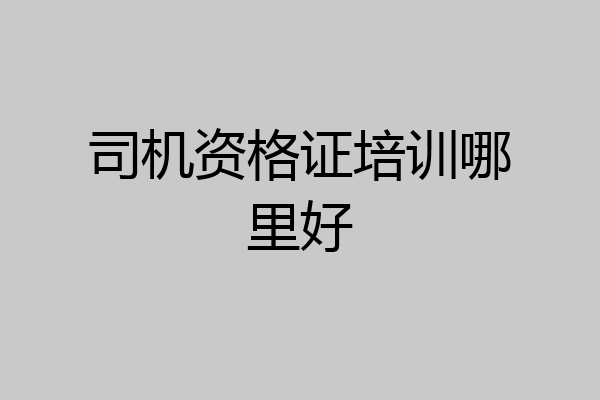 司机资格证培训哪里好
