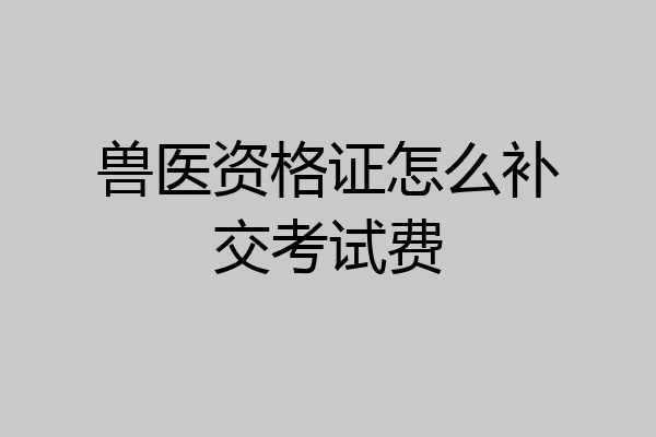 兽医资格证怎么补交考试费
