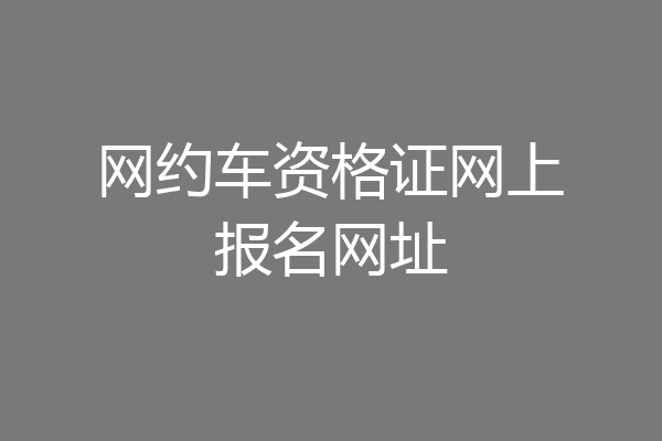 网约车资格证网上报名网址