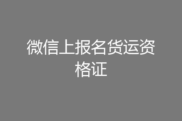 微信上报名货运资格证