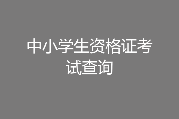 中小学生资格证考试查询