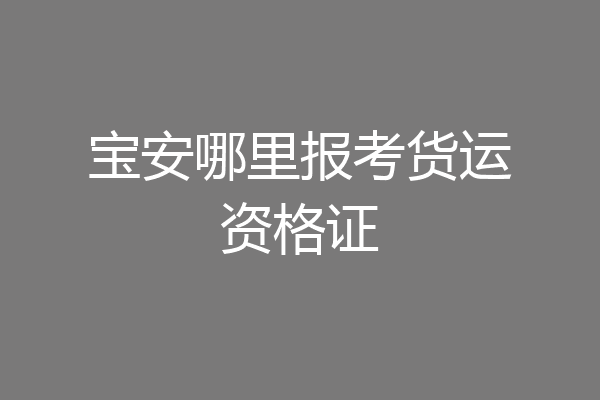 宝安哪里报考货运资格证