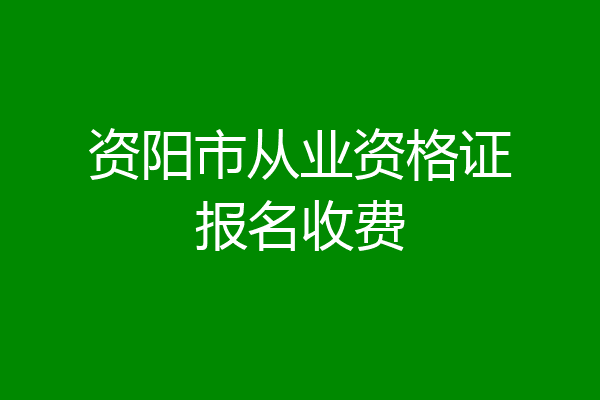 资阳市从业资格证报名收费