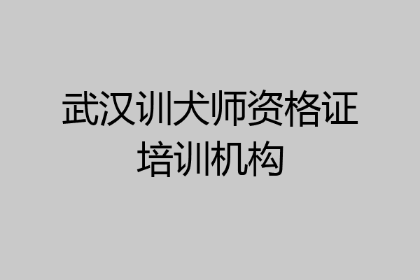 武汉训犬师资格证培训机构
