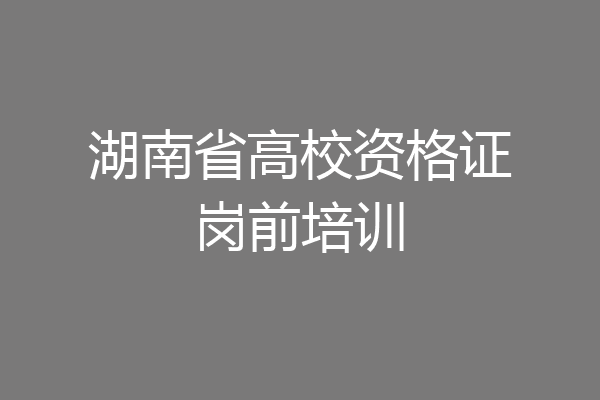 湖南省高校资格证岗前培训