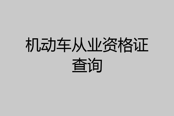 机动车从业资格证查询