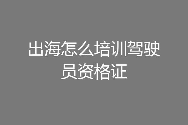 出海怎么培训驾驶员资格证