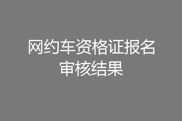 网约车资格证报名审核结果
