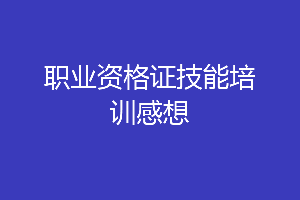 职业资格证技能培训感想