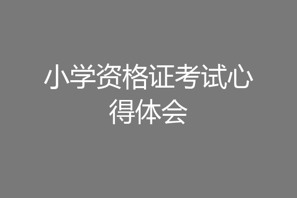 小学资格证考试心得体会