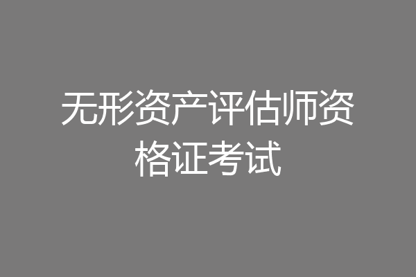 无形资产评估师资格证考试