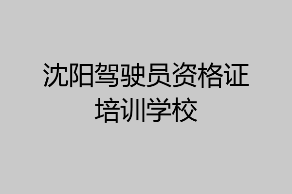 沈阳驾驶员资格证培训学校