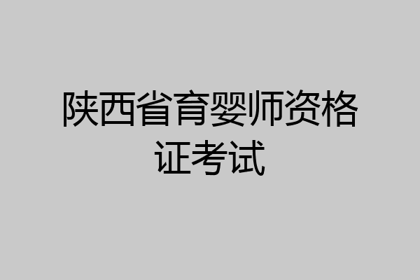 陕西省育婴师资格证考试