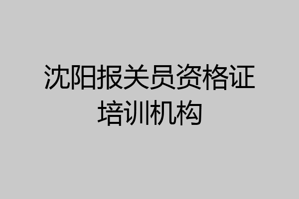 沈阳报关员资格证培训机构