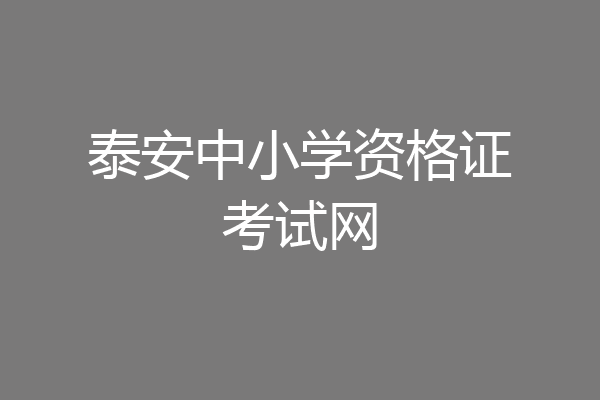 泰安中小学资格证考试网