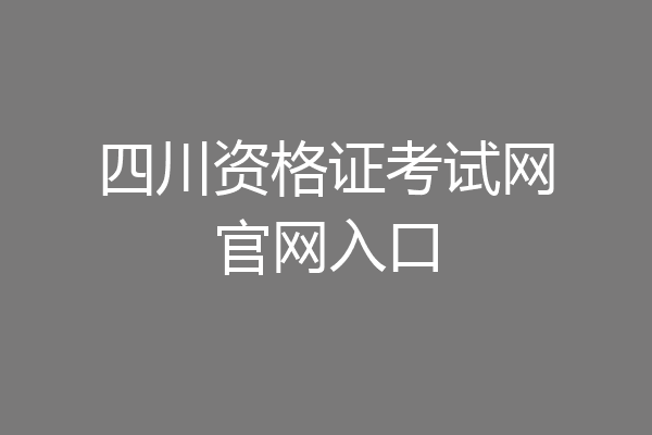 四川资格证考试网官网入口