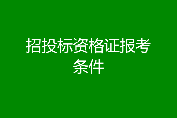 招投标资格证报考条件