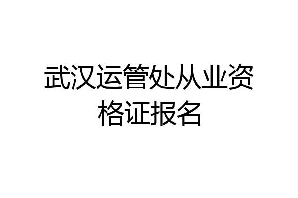 武汉运管处从业资格证报名