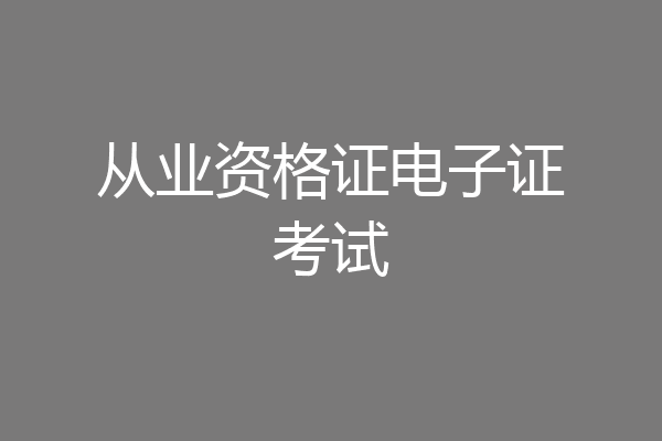 从业资格证电子证考试