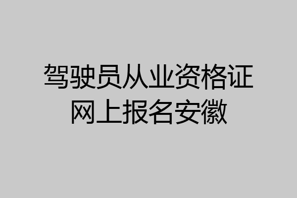 驾驶员从业资格证网上报名安徽