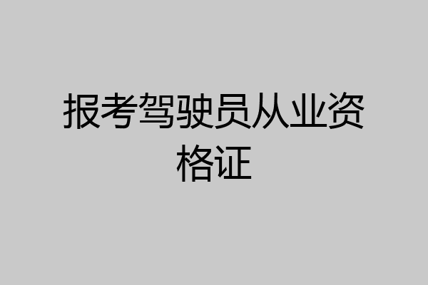 报考驾驶员从业资格证