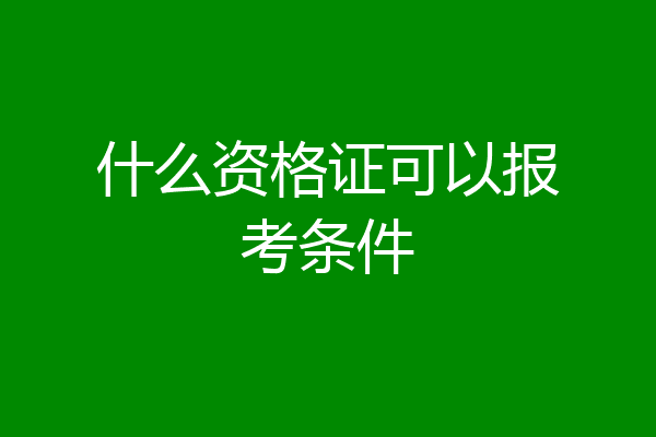 什么资格证可以报考条件