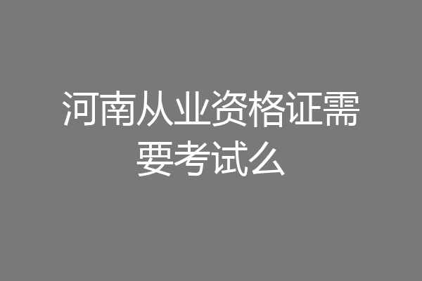 河南从业资格证需要考试么