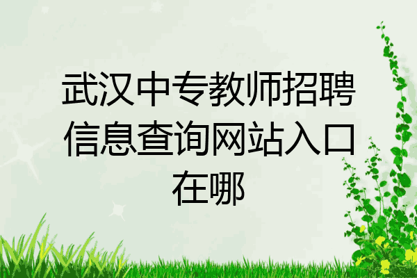 武汉中专教师招聘信息查询网站入口在哪
