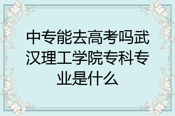 中专能去高考吗武汉理工学院专科专业是什么