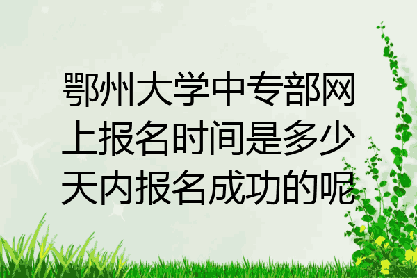 鄂州大学中专部网上报名时间是多少天内报名成功的呢