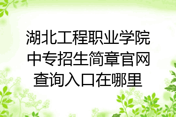湖北工程职业学院中专招生简章官网查询入口在哪里