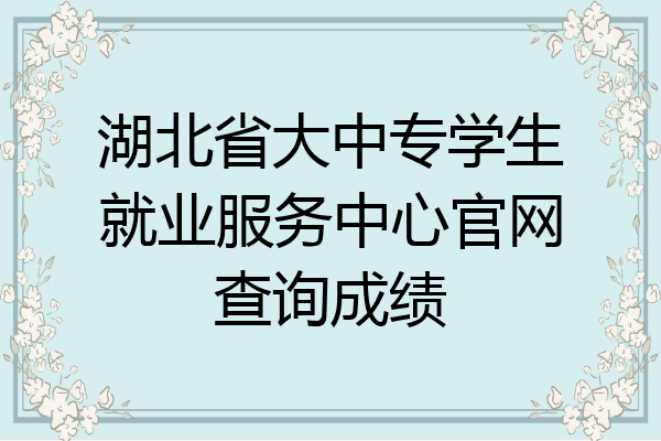 湖北省大中专学生就业服务中心官网查询成绩