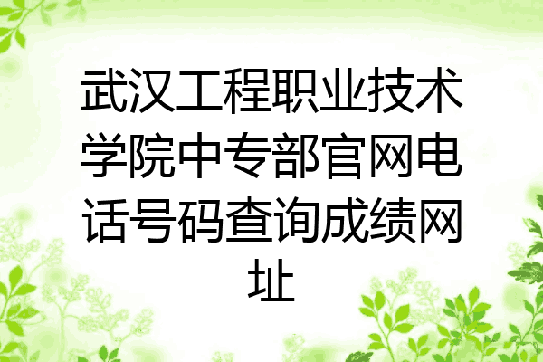 武汉工程职业技术学院中专部官网电话号码查询成绩网址