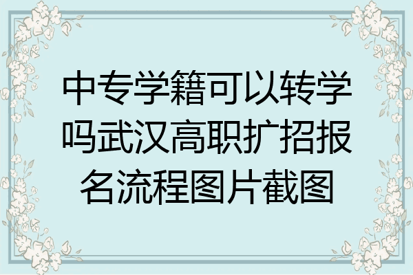 中专学籍可以转学吗武汉高职扩招报名流程图片截图