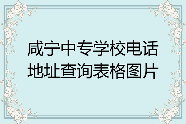 咸宁中专学校电话地址查询表格图片