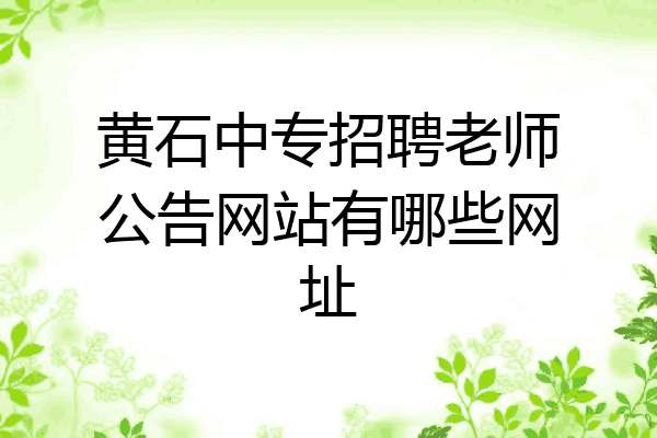 黄石中专招聘老师公告网站有哪些网址