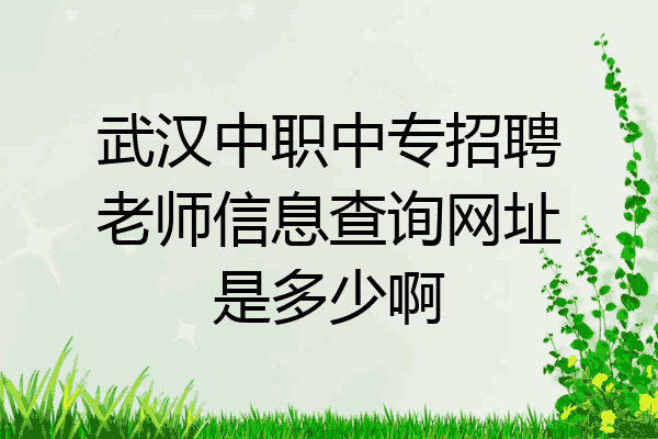 武汉中职中专招聘老师信息查询网址是多少啊