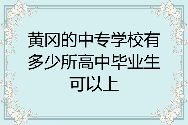 黄冈的中专学校有多少所高中毕业生可以上