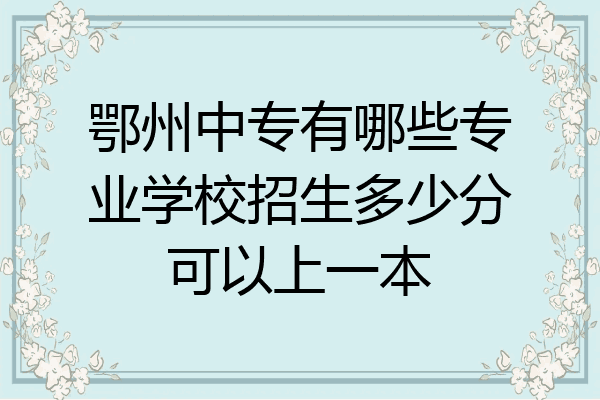 鄂州中专有哪些专业学校招生多少分可以上一本