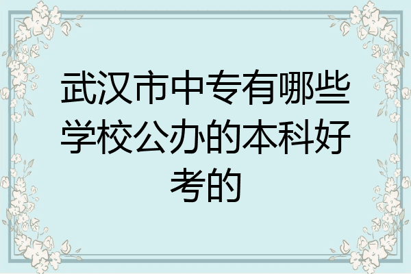 武汉市中专有哪些学校公办的本科好考的