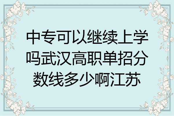 中专可以继续上学吗武汉高职单招分数线多少啊江苏