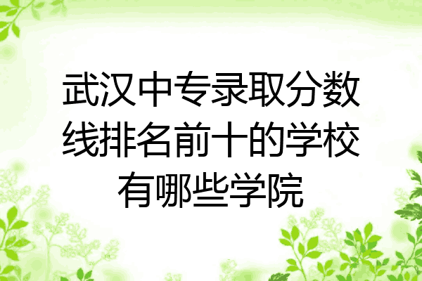 武汉中专录取分数线排名前十的学校有哪些学院