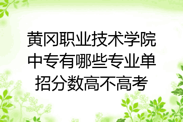 黄冈职业技术学院中专有哪些专业单招分数高不高考