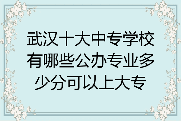 武汉十大中专学校有哪些公办专业多少分可以上大专