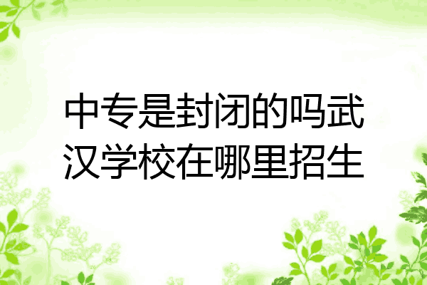 中专是封闭的吗武汉学校在哪里招生