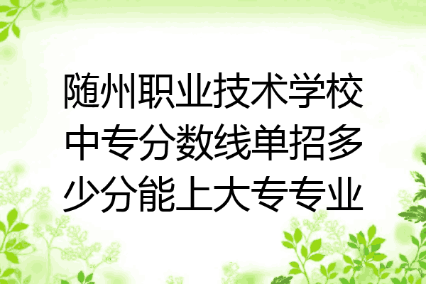 随州职业技术学校中专分数线单招多少分能上大专专业